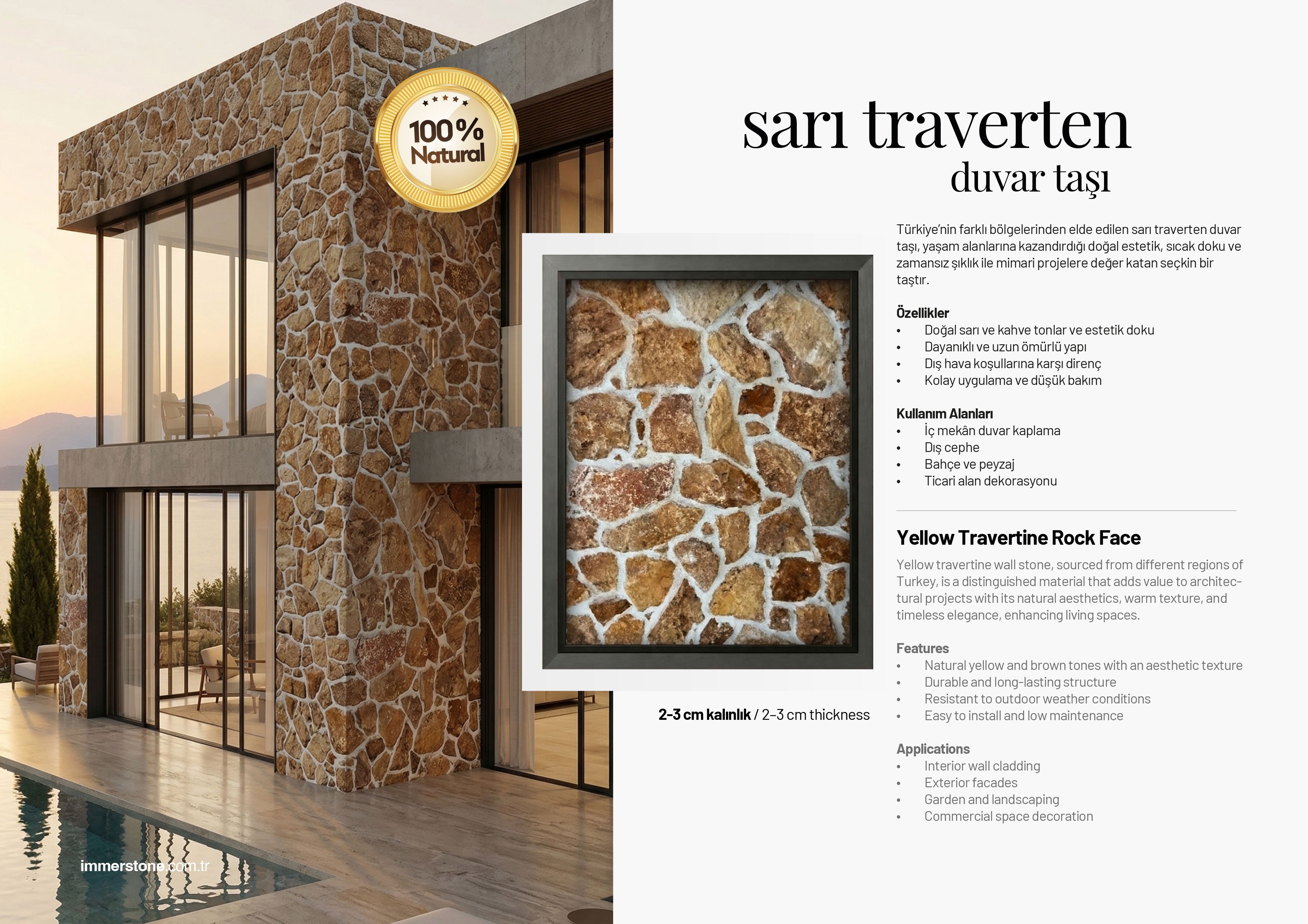 SARI TRAVERTEN DUVAR TAŞI
