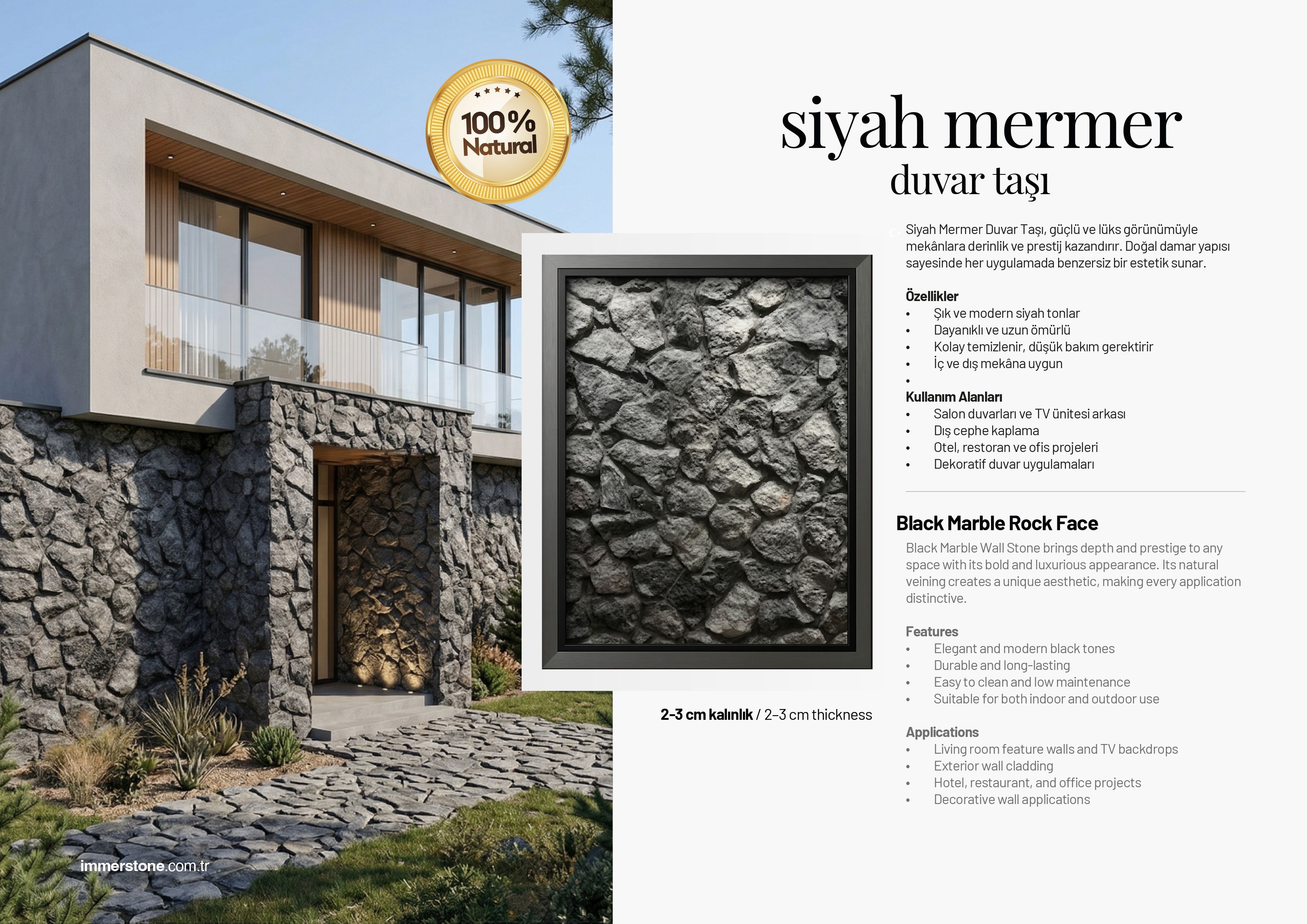 SİYAH MERMER DUVAR TAŞI